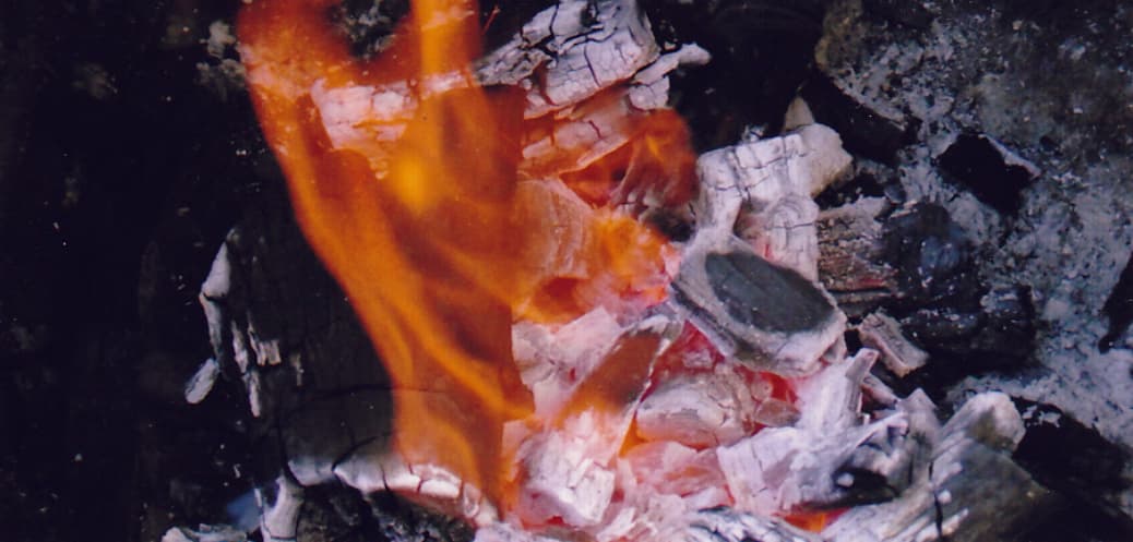 Mesquite charcoal burning with high heat